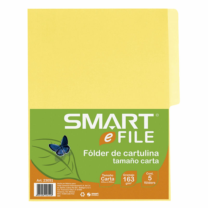 FOLDER CARTA AMARILLO CON 5PZAS