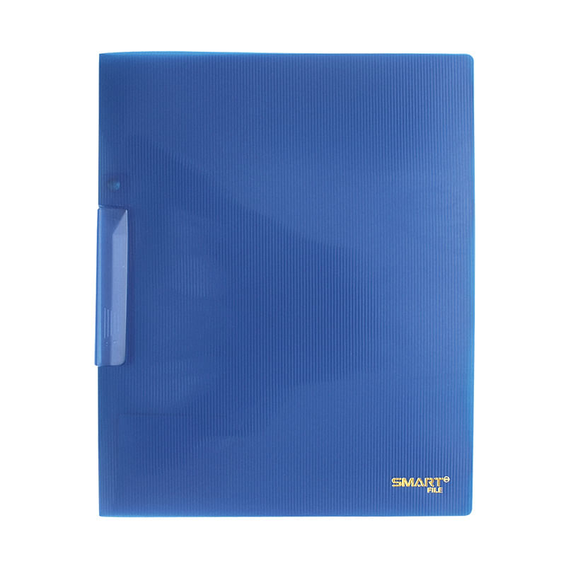 FOLDER CARTA PLASTICO CON CLIP AZUL TRANSP