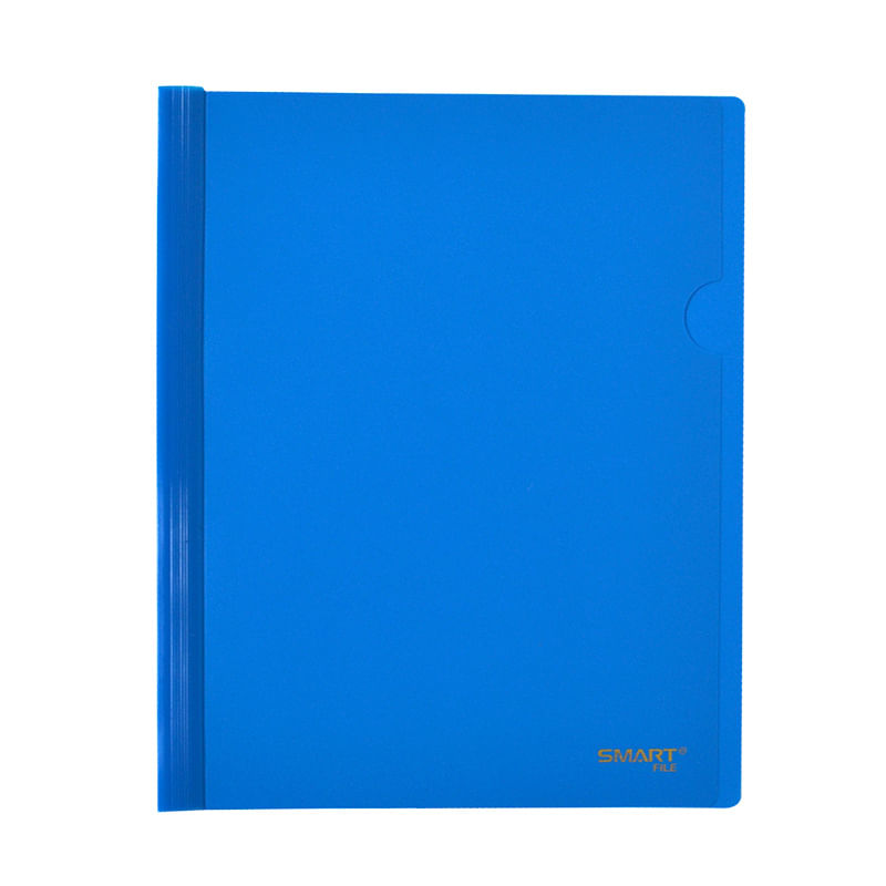 FOLDER CARTA PLASTICO CON COSTILLA AZUL CYAN