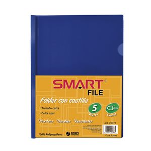 Folder Carta Plastico Con Costilla Azul Paquete C/5Zas 23021