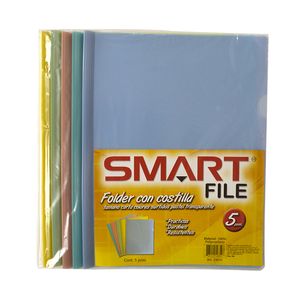 Folder Carta Plastico Con Costilla Colores Pastel C/5Pzas 23041