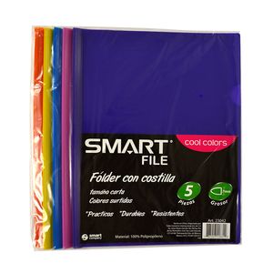 Folder Carta Plastico Con Costilla Cool Colors C/5Pzas 23042