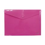 SOBRE BOLSA CARTA CON BOTON HORIZONTAL PLASTICO ROSA NEÓN SOLIDO
