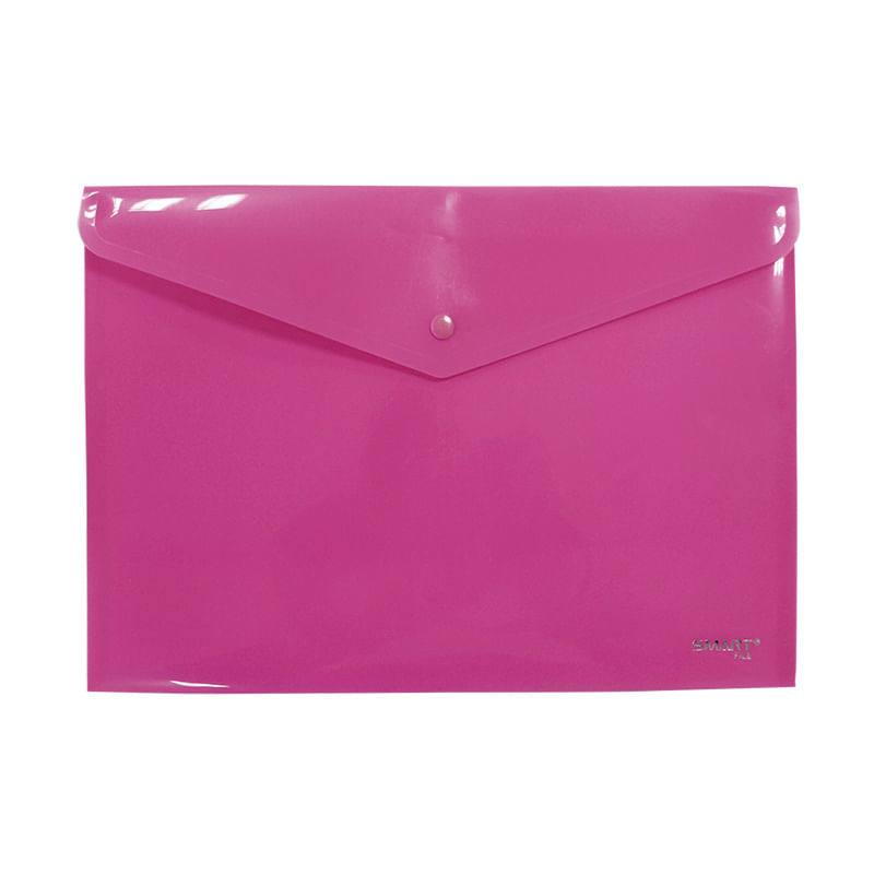 SOBRE BOLSA CARTA CON BOTON HORIZONTAL PLASTICO ROSA NEÓN SOLIDO