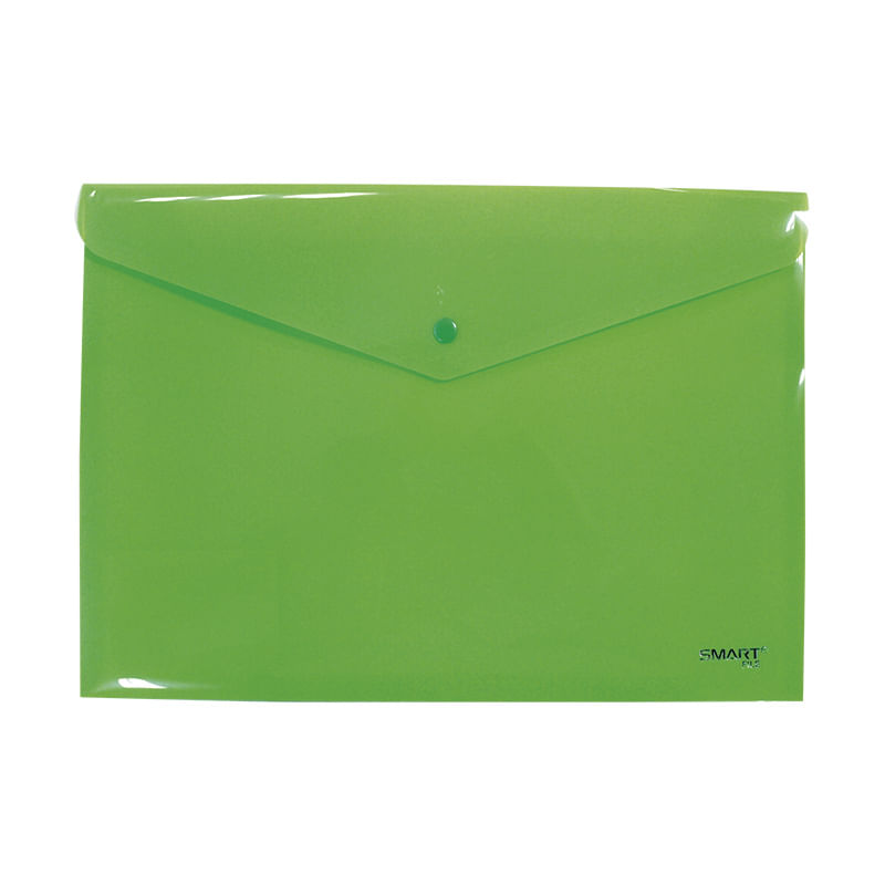 SOBRE BOLSA CARTA CON BOTON HORIZONTAL PLASTICO VERDE LIMÓN SOLIDO