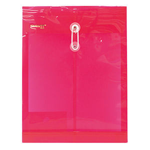 SOBRE BOLSA CARTA CON RONDANA VERTICAL PLASTICO ROJO