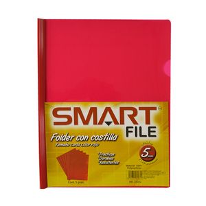 Folder Carta Plastico Con Costilla Rojo Paquete C/5Pzas 23022