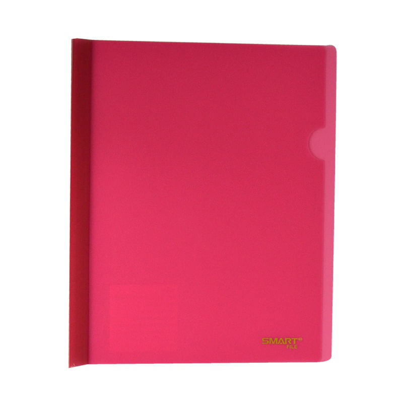 FOLDER CARTA PLASTICO CON COSTILLA ROSA NEÓN TRANSP