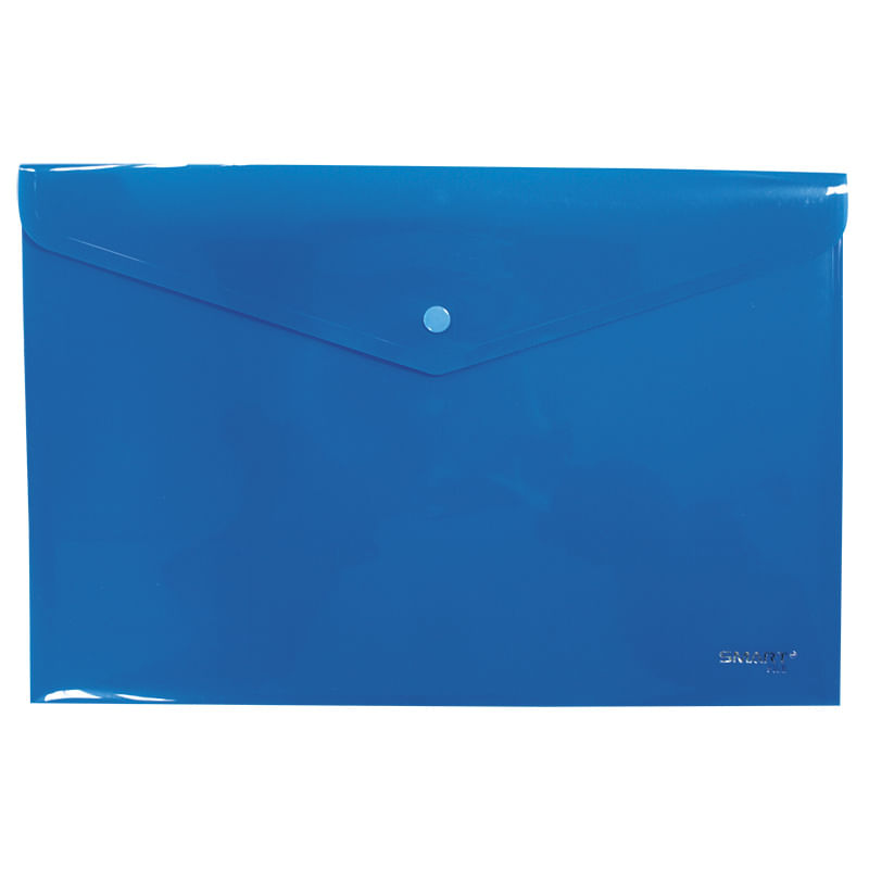 SOBRE BOLSA OFICIO CON BOTON HORIZONTAL PLASTICO AZUL SOLIDO