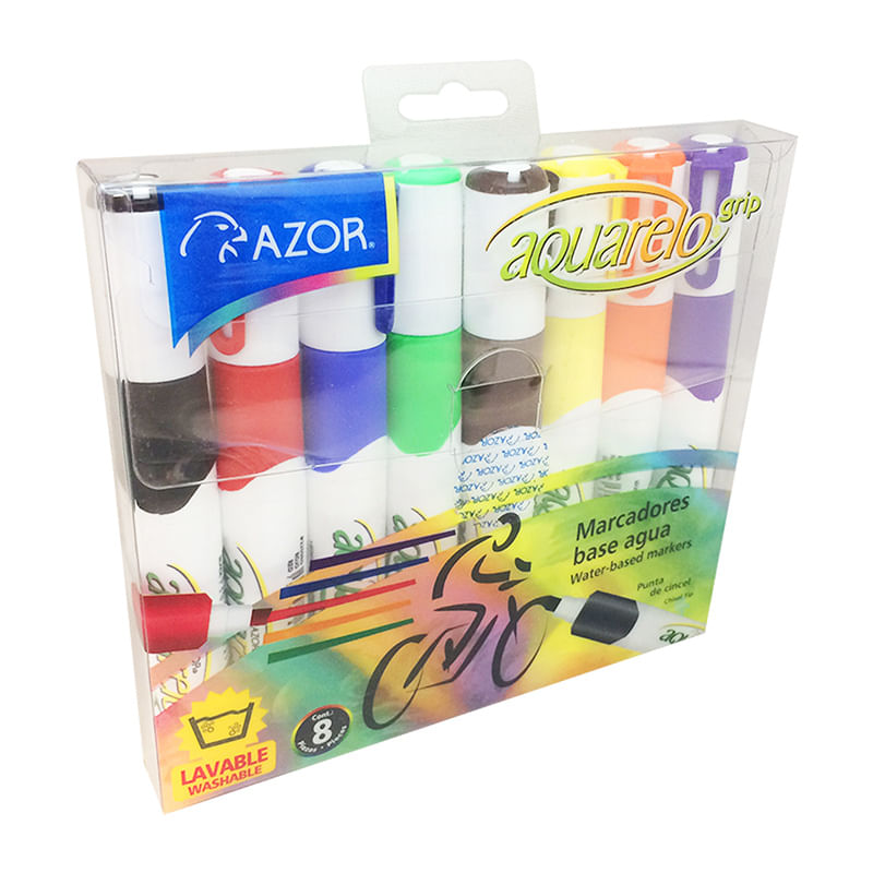 MARCADOR BASE AGUA SURTIDOS CON 8 AQUARELO GRIP