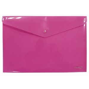 Sobre Bolsa Oficio Con Boton Horizontal Plastico Rosa Neon Solido 25277