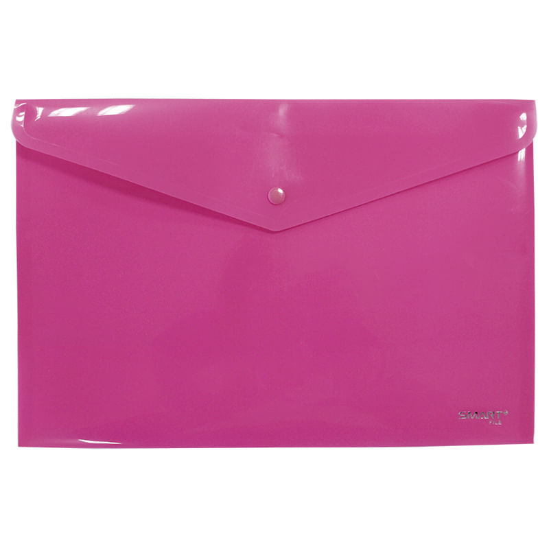 SOBRE BOLSA OFICIO CON BOTON HORIZONTAL PLASTICO ROSA NEON SOLIDO