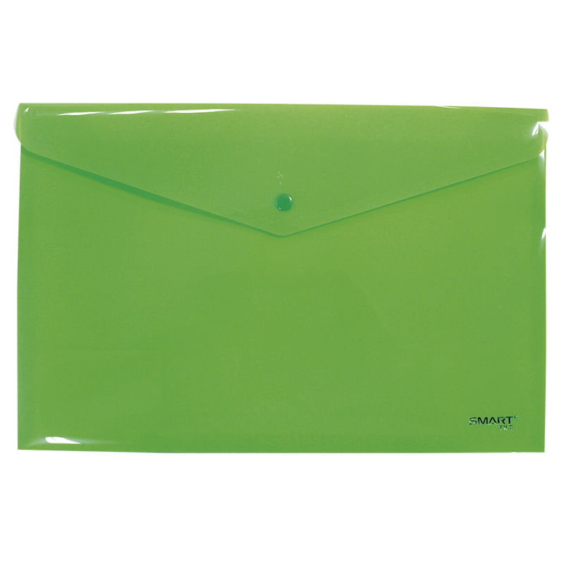 SOBRE BOLSA OFICIO CON BOTON HORIZONTAL PLASTICO VRDE LIMON SOLIDO