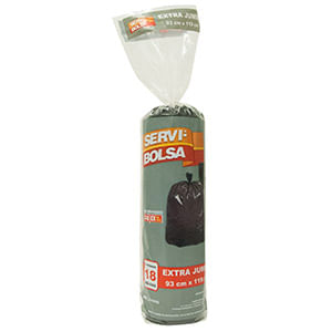 BOLSA PARA BASURA EXTRAJUMBO NEGRO 93X119CM CON 18PZAS