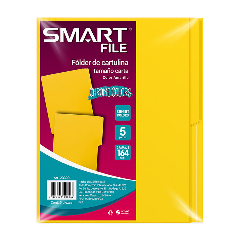 FOLDER INTENSO CARTA AMARILLO C/5PZAS