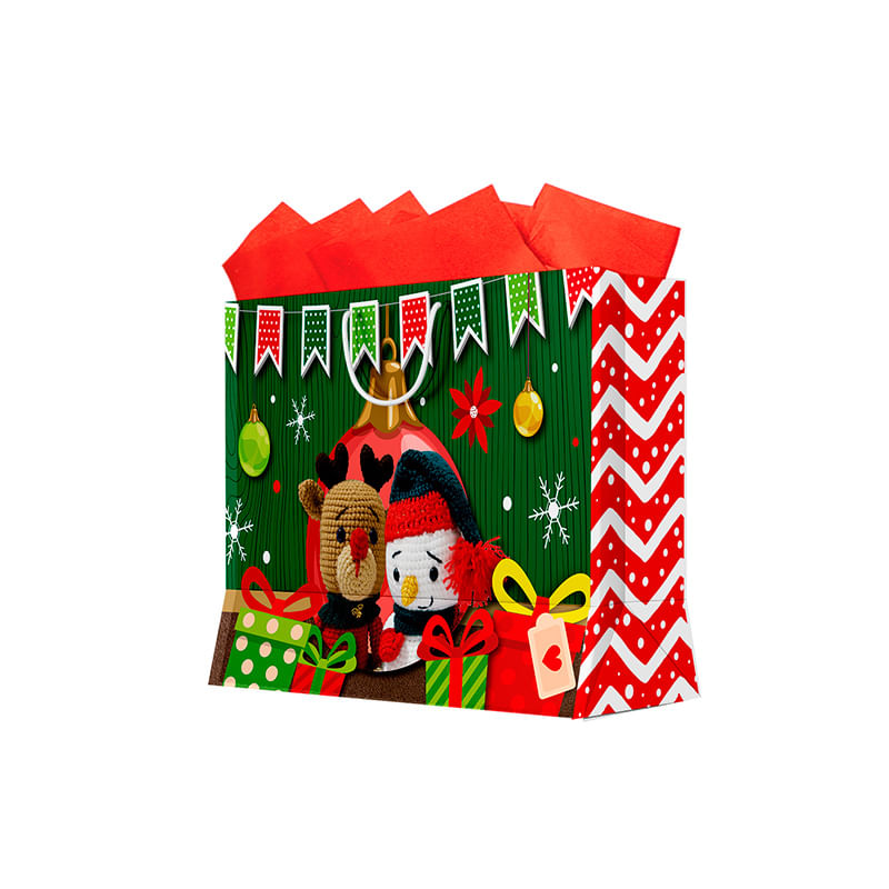 BOLSA REGALO HORIZONTAL MEDIANA SANTA Y SUS AMIGOS