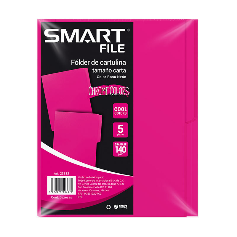 FOLDER NEON CARTA ROSA C/5PZAS