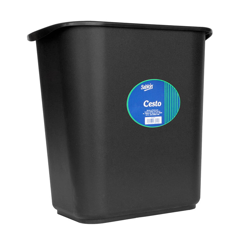 BOTE PARA BASURA PLASTICO NEGRO CHICO RECTANGULAR