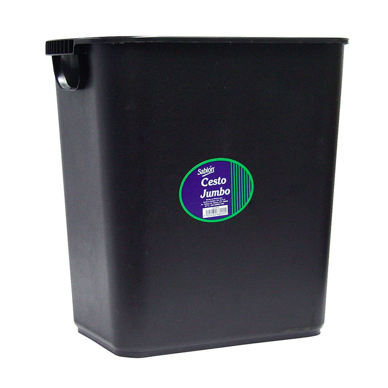BOTE PARA BASURA PLASTICO NEGRO GRANDE RECTANGULAR