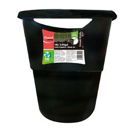 BOTE PARA BASURA PLASTICO NEGRO REDONDO ESSENTIALS GREEN