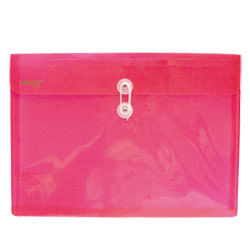 SOBRE BOLSA OFICIO CON RONDANA HORIZONTAL PLASTICO ROJO TRANSPARENTE