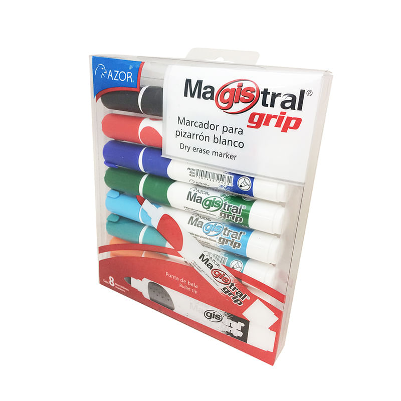 MARCADOR PARA PIZARRON SURTIDOS CON 8 MAGISTRAL GRIP