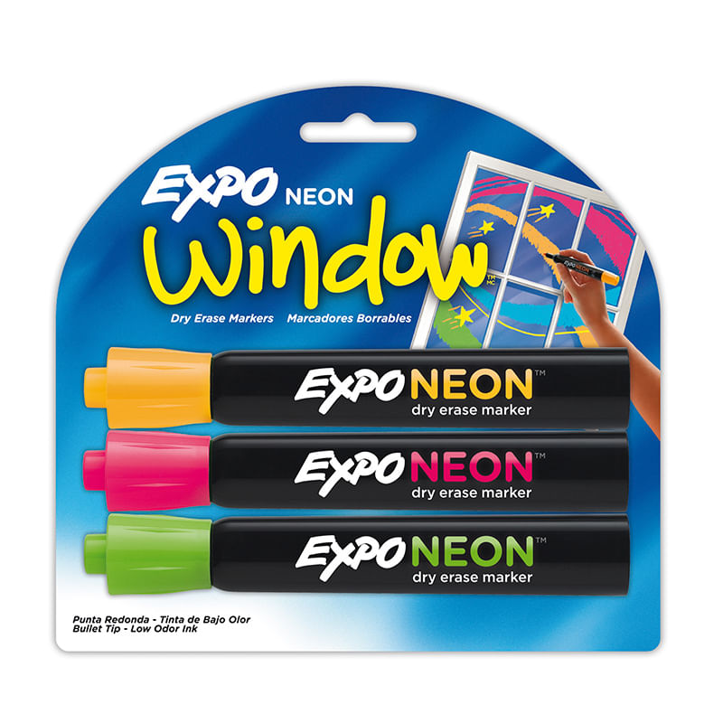 MARCADOR PARA VIDRIO NEON CON 3 EXPO