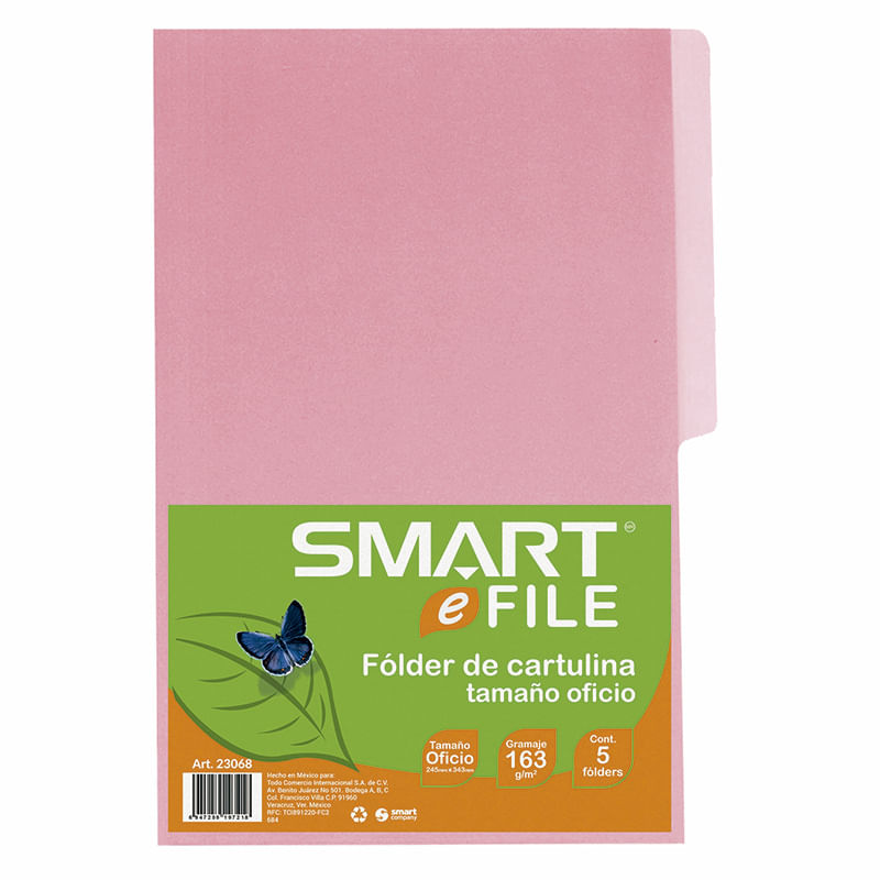 FOLDER OFICIO ROSA CON 5PZAS