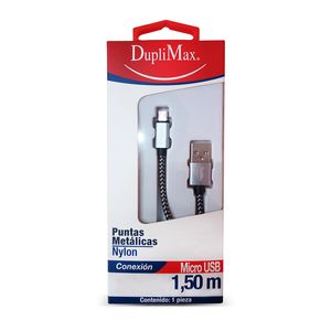 Cable Usb A Micro Usb  De 1.5M, Nylon Plata Con Negro 225020