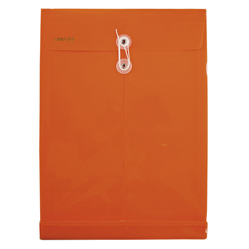 SOBRE BOLSA OFICIO CON RONDANA VERTICAL PLASTICO NARANJA