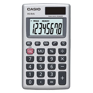 CALCULADORA BOLSILLO CASIO HS-8VA-S 8DIG BLANCA