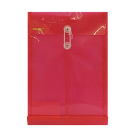SOBRE BOLSA OFICIO CON RONDANA VERTICAL PLASTICO ROJO