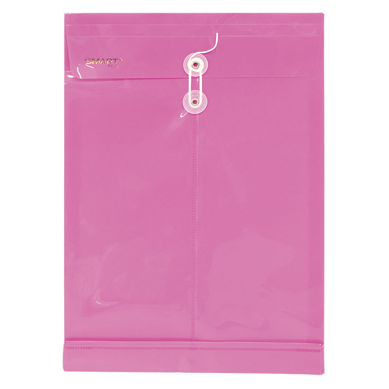 SOBRE BOLSA OFICIO CON RONDANA VERTICAL PLASTICO ROSA NEON