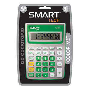 CALCULADORA ESCRITORIO 8DIG CHICA SOLAR/PILAS COLOR MET
