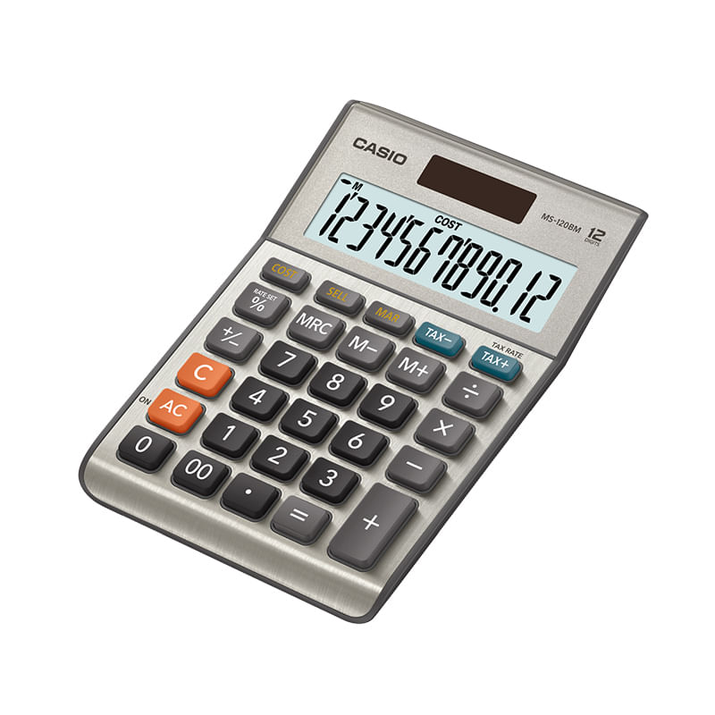 CALCULADORA ESCRITORIO CASIO MS-120BM 12DIG CHICA SOLAR/BATERIA