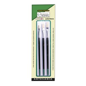 Juego De Pinceles Semiprofesional Planos Verde Con 3 Rodart 135951