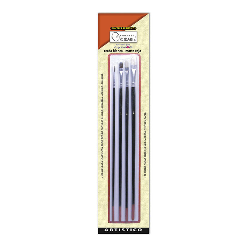 PINCEL PLASTICO ARTISTICO PUNTA RED (No2) Y PLANA (No4-4-8) CON 4 NARANJA BLT