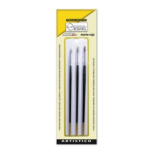 Juego De Pinceles Semiprofesional Redondos Amarillo Con 3 Rodart 135944