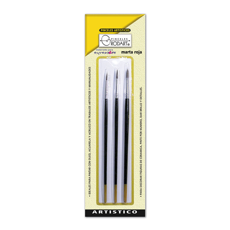PINCEL PLASTICO ARTISTICO PUNTA RED CON 3 (No1-3-5) AMARILLO BLT