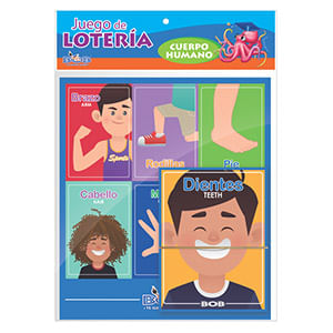 JUEGO DE LOTERIA DIDACTICA BILINGÜE CUERPO HUMANO