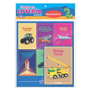 JUEGO DE LOTERIA PREESCOLAR BILINGÜE TRANSPORTES