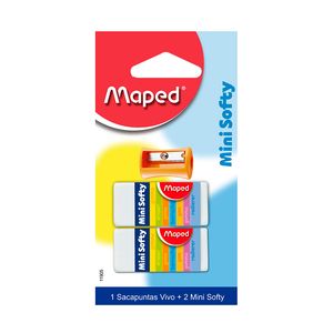 Goma Borrar Mini Con 2 Softy + Sacapuntas Plastico Blt 11905