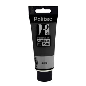 Pintura Acrilica Politec 75Ml Negro Intenso Tubo 21439