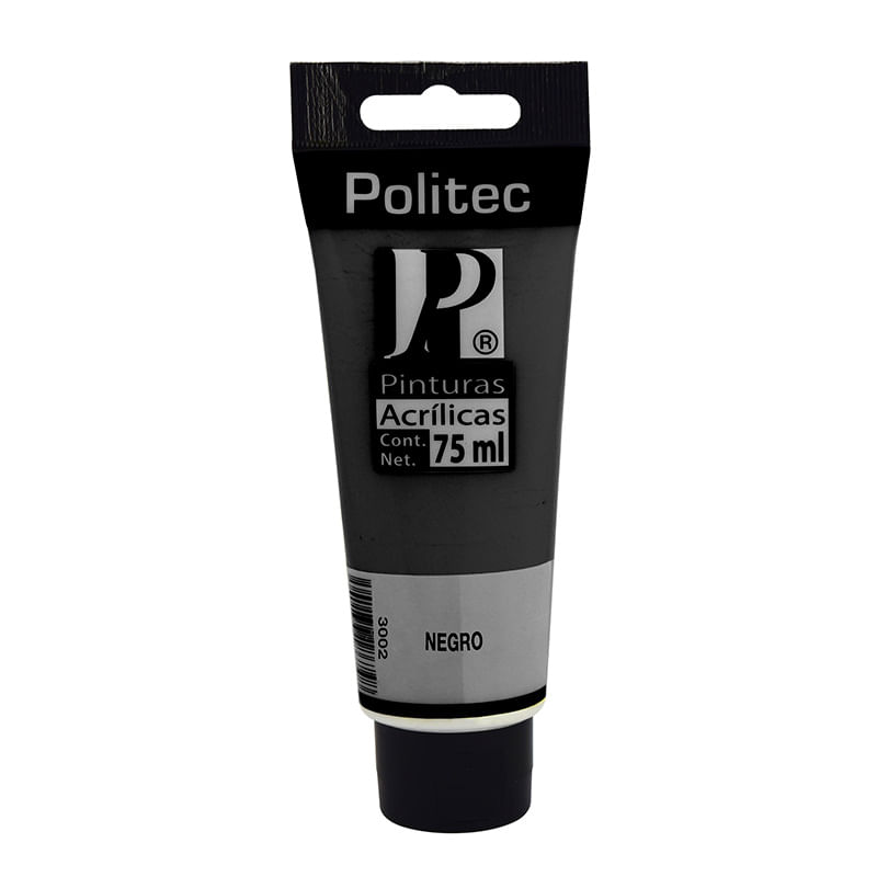 PINTURA ACRILICA POLITEC 75ML NEGRO INTENSO TUBO
