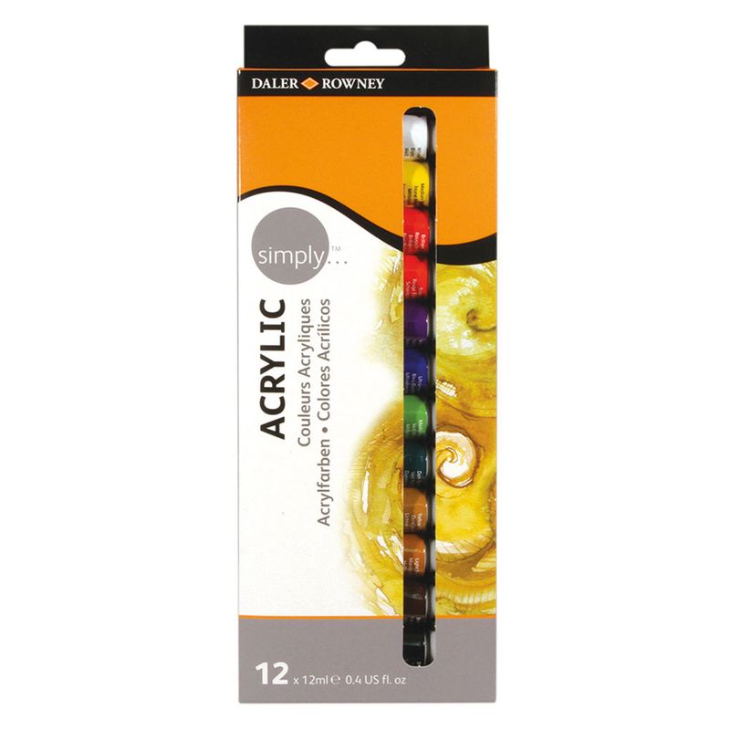 PINTURA ACRILICA SIMPLY TUBO 12ML SET C/12PZAS