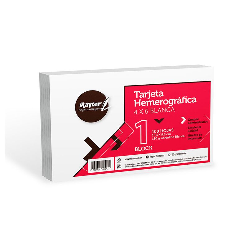 TARJETA BLANCA 4X6" CON 100 PARA ARCHIVO