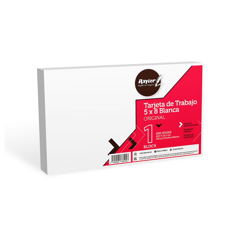 TARJETA BLANCA 5X8" CON 100 PARA ARCHIVO