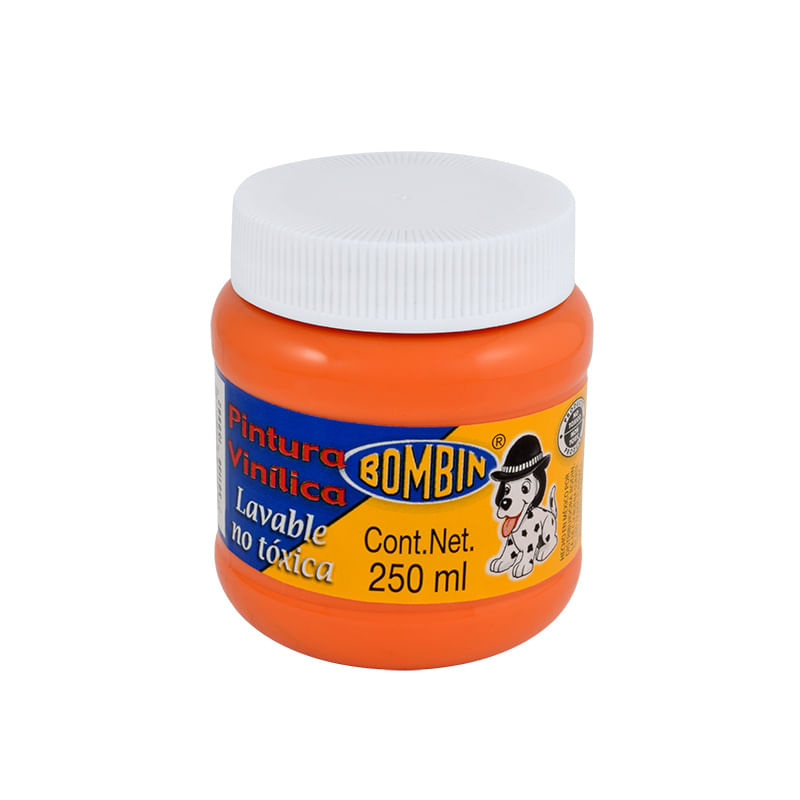 PINTURA VINILICA BOMBIN 250ML NARANJA