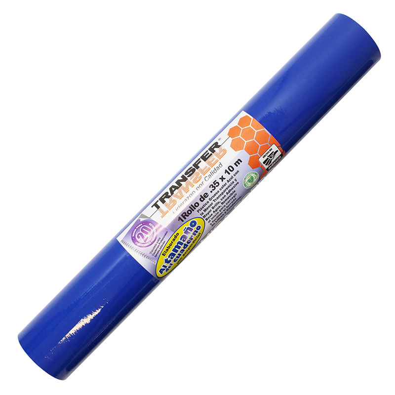 PLASTICO ADHESIVO 035X10M AZUL TRANSFER