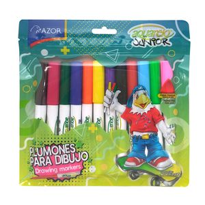Marcador Base Agua Delg Con 12 Aquarelo Jr 301.2912